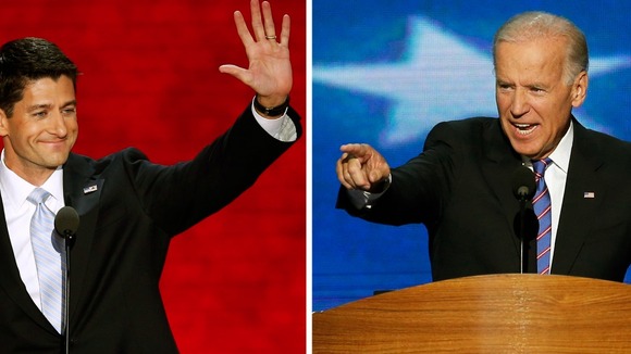 Republican vice-presidential nominee Paul Ryan and Vice-President Joe Biden