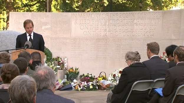 Foreign Office Minister Hugo Swire speaking at the memorial service.