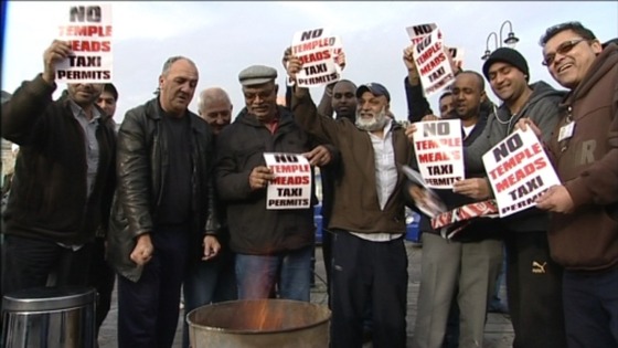 Taxi drivers protest against permits