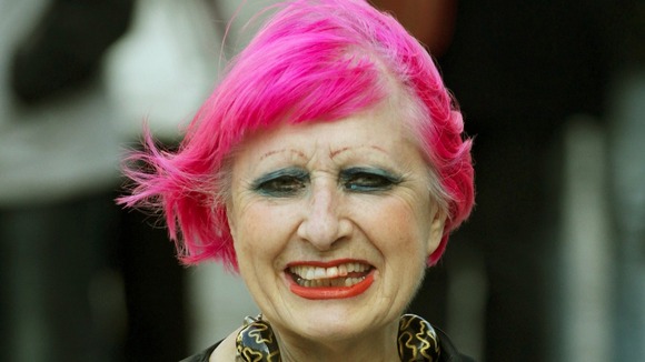 Designer Zandra Rhodes arrives at St Paul's Cathedral.
