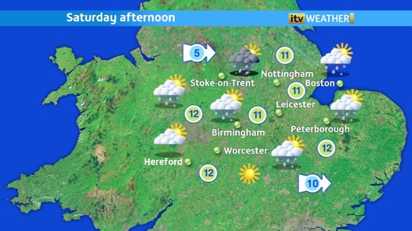 Saturday afternoon will still have a few showers