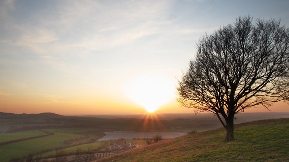 Sunset at Bison Hill in the Chilterns near Whipsnade Zoo in Bedfordshire