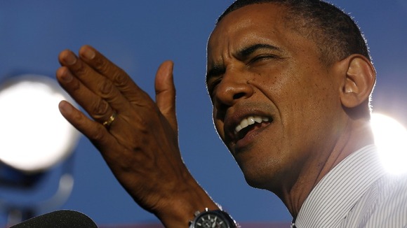 President Barack Obama delivers a speech at Ohio State University in Columbus.