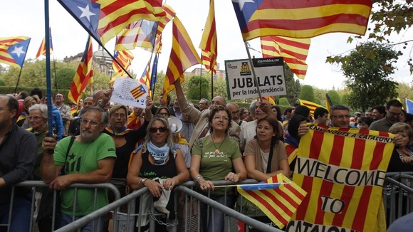 Pro-Catalonia independence demonstrators in Barcelona