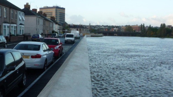 Flood defences in Newport