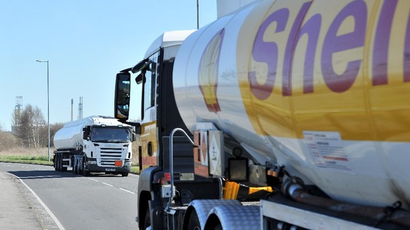 Petrol Tankers come and go from Stanlow Oil refinery, Ellesmere port, Cheshire