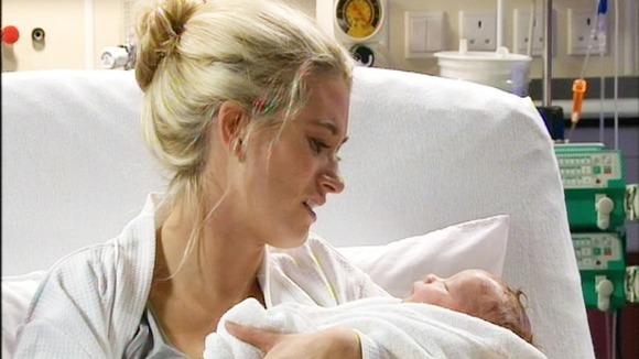 Debbie Dingle played by Charley Webb with her baby