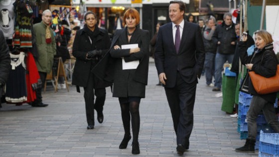 Mary Portas with David Cameron in London