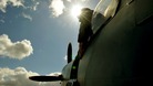 Pilot looks out the cockpit of a Spitfire