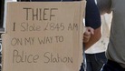 The sign Mr Cremer hung around his ex-employee's neck