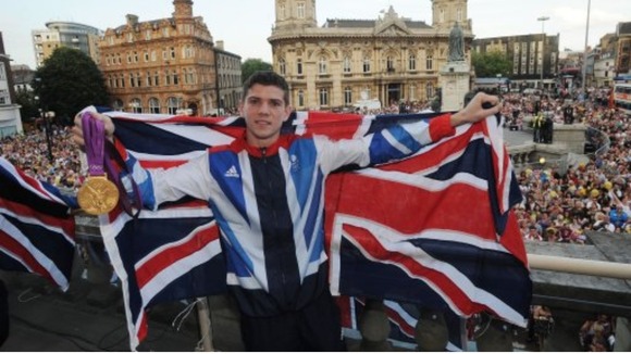 Luke Campbell celebrates his gold medal win