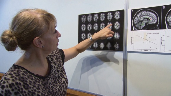 Professor Greenfield examines brain scans as she looks into the effects of technology.
