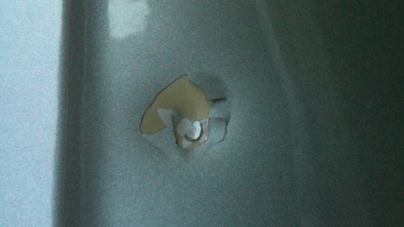 Pellet damage to car