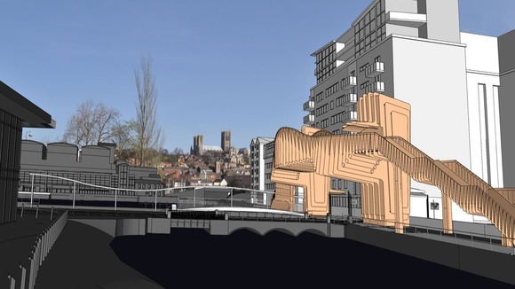 Proposed bridge at Brayford level crossing viewed from the University campus
