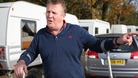 Patrick Egan speaks to the media at outside Dale Farm illegal travellers site after the completion of the council clearance operation.