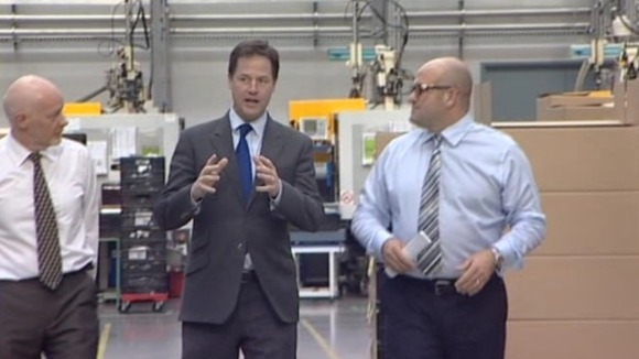 Deputy Prime Minister Nick Clegg, centre, met with staff and apprentices to see how the businesses are using the investments.