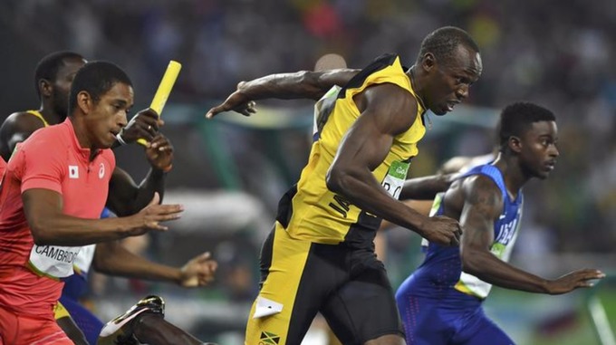 Bolt is only the second man to win three 4x100 metre relays