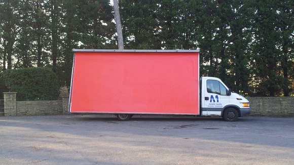 Poster on a van.