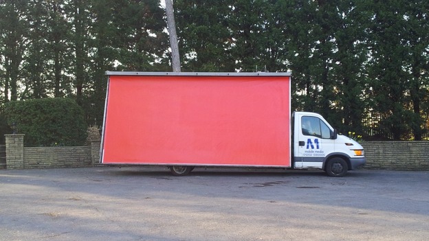 Poster on a van.