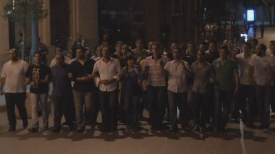 Protesters walk through Lebanon's capital, Beirut