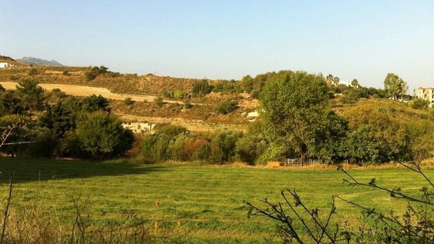 A general view of an area where British police are searching for Ben Needham's remains