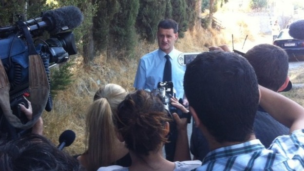 Det Supt Matt Fenwick, of South Yorkshire Police, talks to the press in Kos.