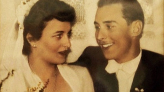 The couple pictured on their wedding day in 1954.