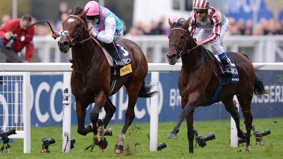 Frankel ridden by Tom Queally wins of the Qipco Champion Stakes