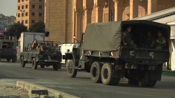 Security surrounds a mosque in central Martyrs' Square