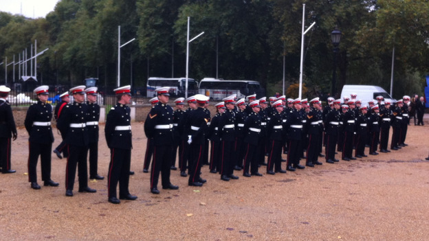 Marine cadets assembling on Horse Guards Parade
