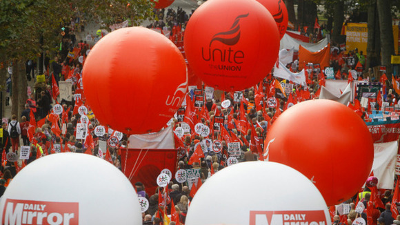 Anti-austerity demonstrators march through London