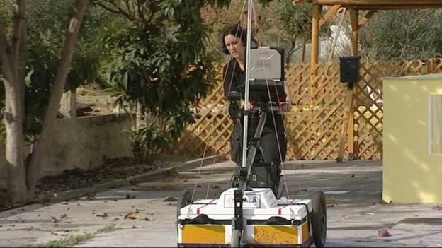 UK police in Kos have been using the specialist equipment to search the area around the farmhouse Ben Needham disappeared from.