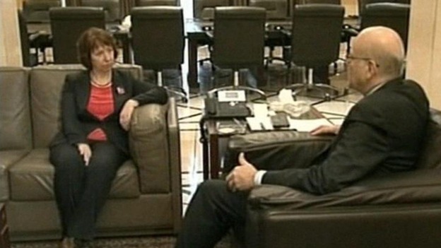 European Union foreign policy chief Baroness Ashton and Lebanese Prime Minister Najib Mikati