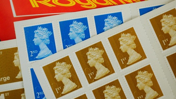 A general view of first and second-class stamps at a Post Office in Overseal, Derbyshire