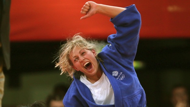 Gemma Gibbons celebrates winning her silver medal for the Women's 78kg Judo at London 2012.