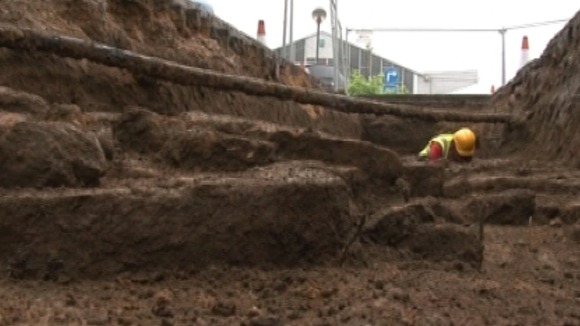 Archeological dig at Northampton train station