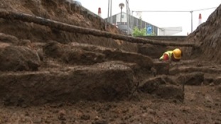 Archeological dig at Northampton train station