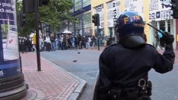 Riots and disorder on New Street in Birmingham last August