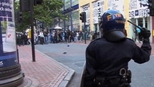 Riots and disorder on New Street in Birmingham last August