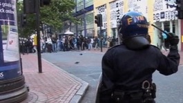 Riots and disorder on New Street in Birmingham last August