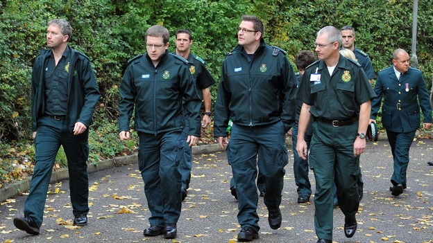 Paramedics arrive at the Harlow Islamic Centre, for the funeral