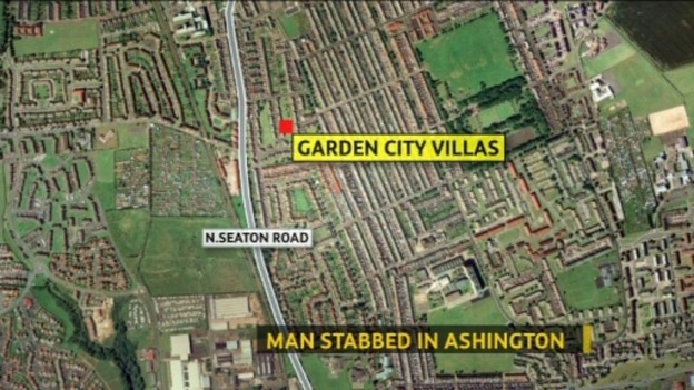 The man was found with a stab-wound in Ashington early this morning