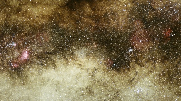 A visible-light mosaic view of the same Milky Way region taken with a small telescope.