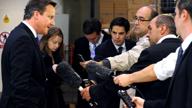 David Cameron talks to the media about today's GDP figures