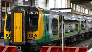 A London Midland Train in a depot in the West Midlands