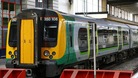A London Midland Train in a depot in the West Midlands