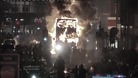 Bus on fire.