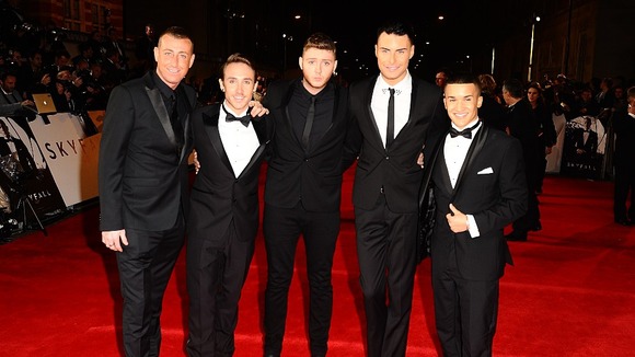 Arthur (centre) with fellow X Factor stars Christopher Maloney, Kyle Sones and Jahmene Douglas.