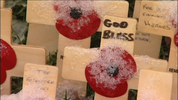 Thousands of wooden crosses were planted at Saltwell Park