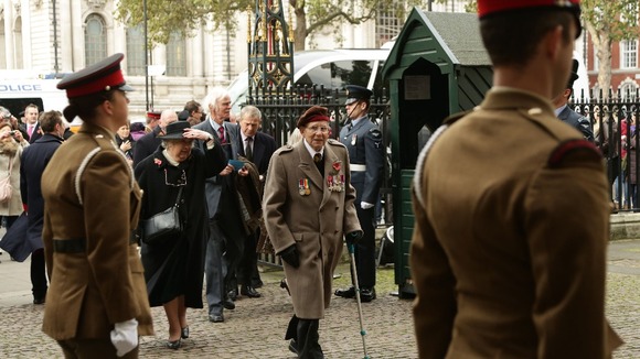 Veterans arriving for a service to mark the 70th anniversary of the Battle of El Alamein, at Westminster Abbey, London.